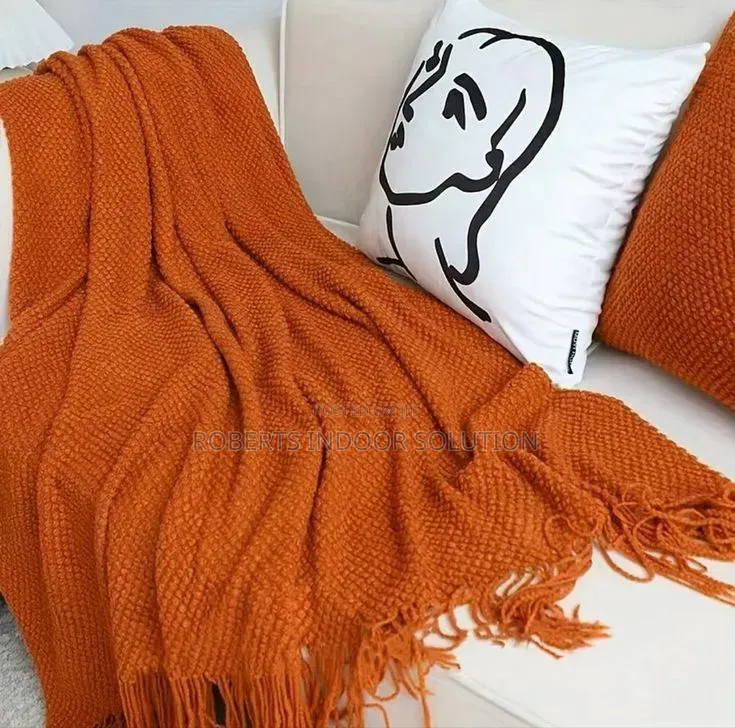 Knitted Tassel Throw Blanket