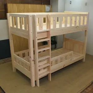 4x6 Natural Wood Bunk Bed With Firm Guardrails