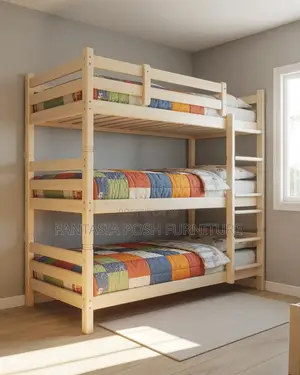 4x6 Space-Saving Wooden Triple Bunk Bed: Free Delivery