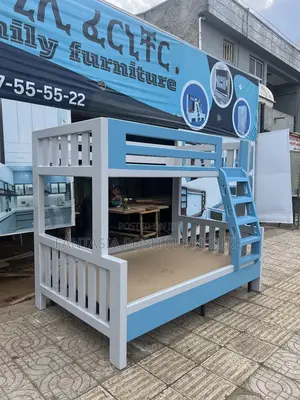 3.5x6 Top, 4x6 Bottom Sky Blue White Kids Bunk Bed