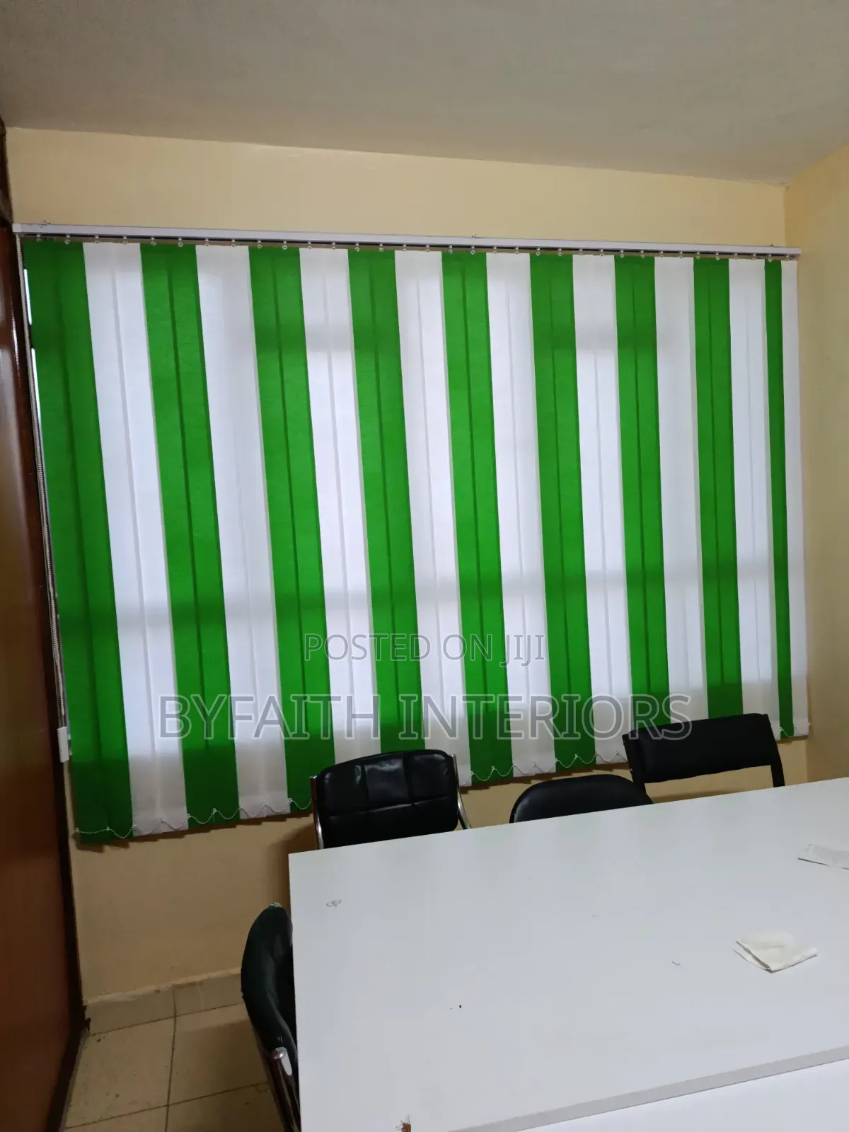 Fern Green and Pure White Office Blinds