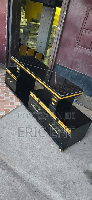 Executive TV Stand With Marble Coating and Light