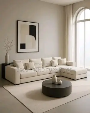6-Seater L Seat Off-White Sofa