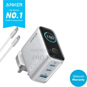 Anker Charger (100w, 3ports, Smartdisplay) Silver