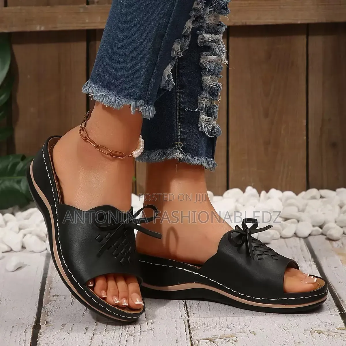 Ladies Leather Open Shoes