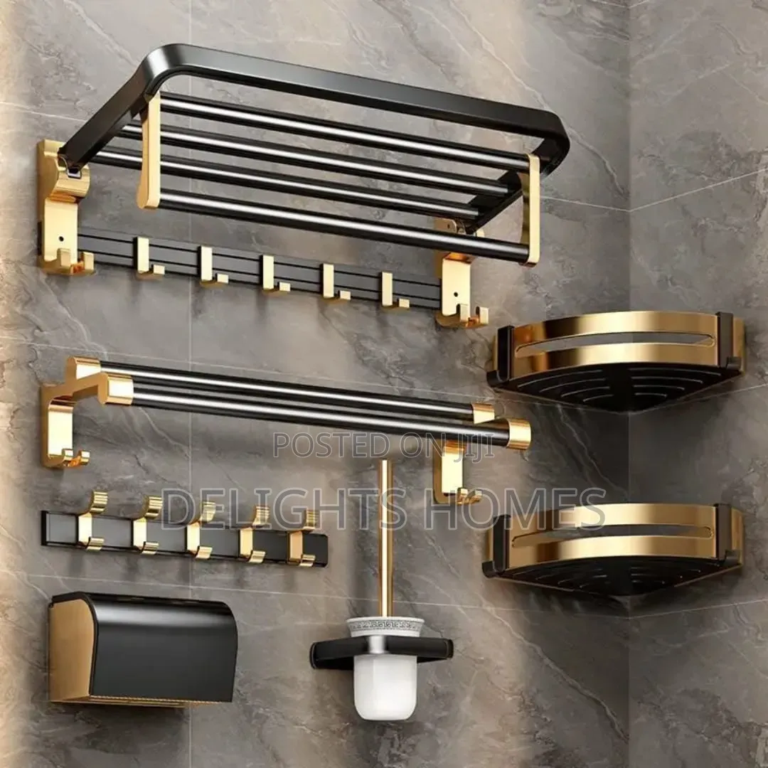 7pcs Aluminum Bath Towel Storage Rack Set-Elk