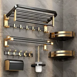 7pcs Aluminum Bath Towel Storage Rack Set-Elk