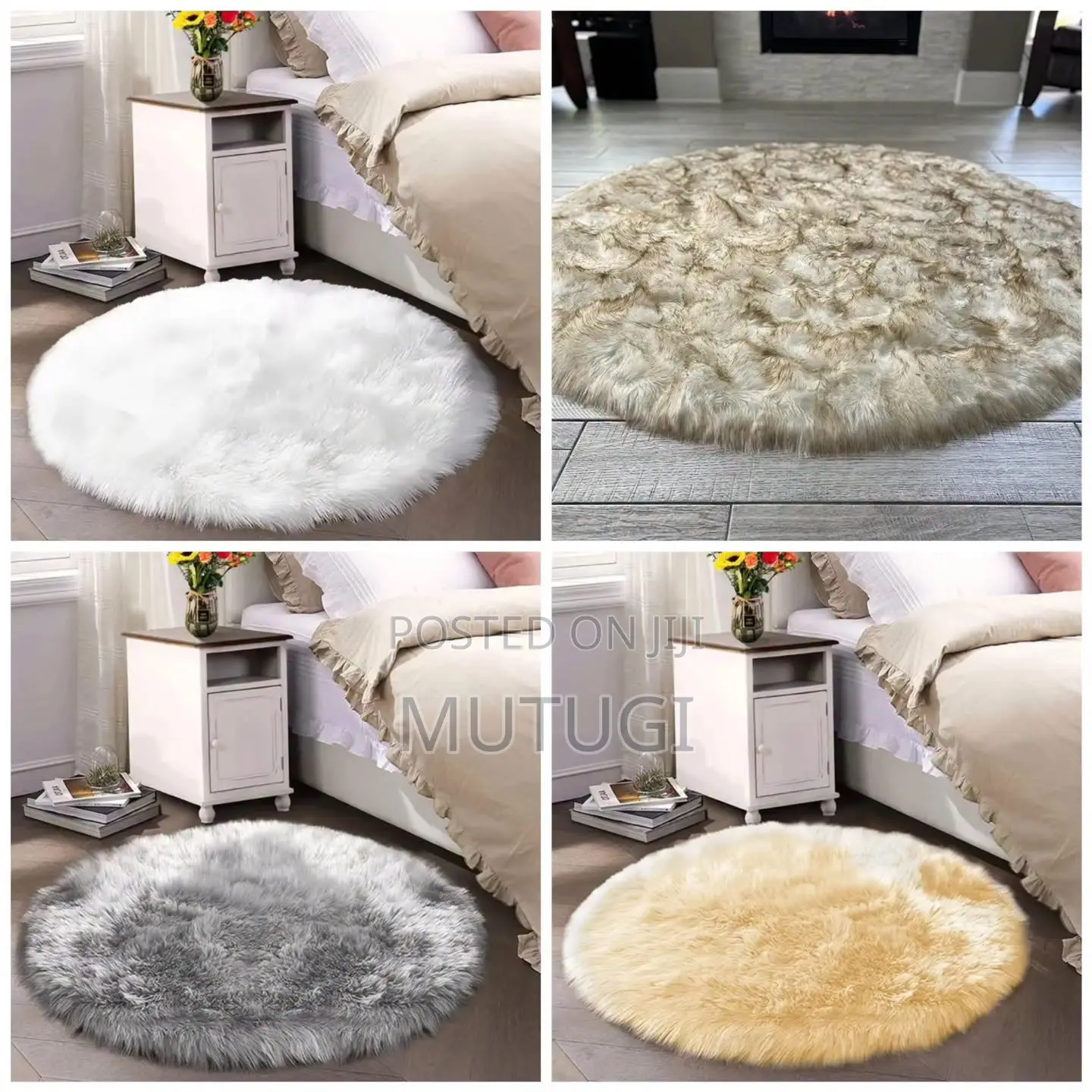 Fluffy Shaggy Bedside Carpet Size 100cm