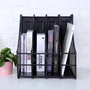4 Slot Vertical Metallic Mesh Desk File Organizer
