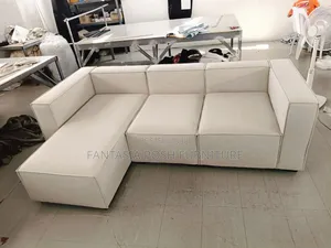 Cream L-Shaped Sofa Set