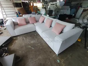 Cream/White L-Shaped Sofa (7-Seater)