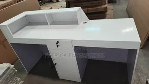 Imported Modern White Reception Desk With Lshaped Inner Working Space