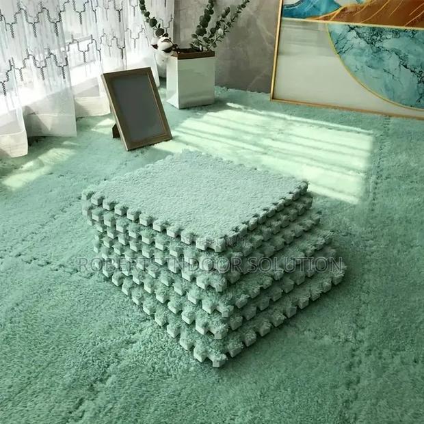Sage Green Plush Interlocking Mats - main view