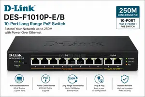 D-Link DES-F1010P-E/B 10-Port Long Range PoE Switch