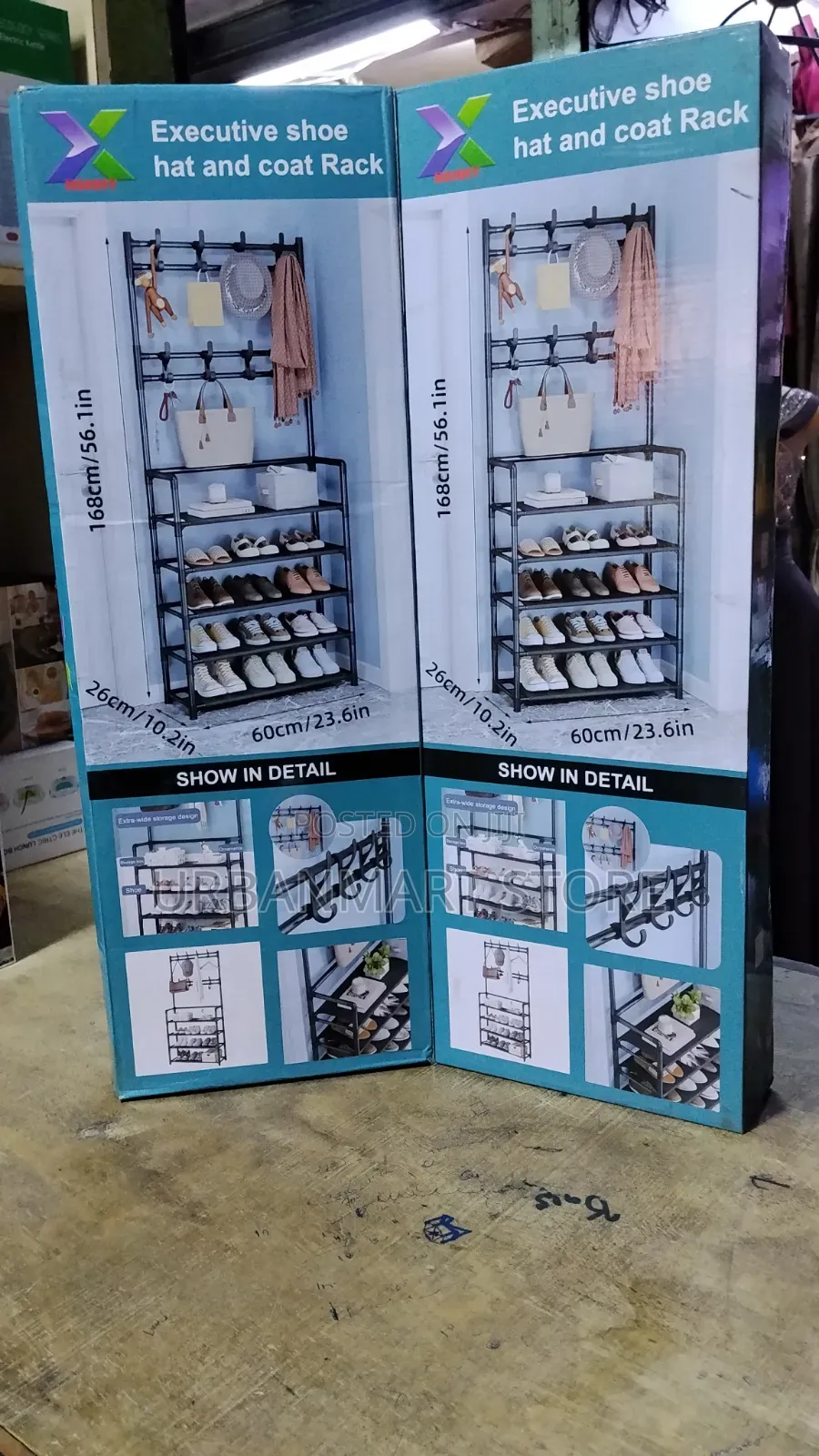 Space Saving Shoe Rack With Top Hooks