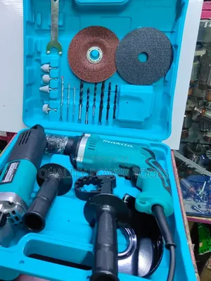 Corded Makita Electric Drill Angle Grinder Combo Set