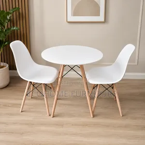 Modern 3-Piece Round Dining Set – White Table With Scandinavian Chairs