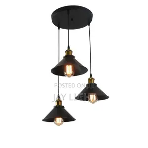 3Heads LED Chandelier Modern Lamp Metal Black Industrial Style Hanging