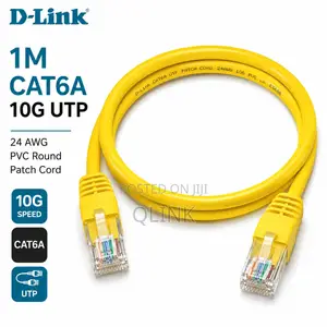 D-Link 1M Cat6A 10G UTP 24 AWG PVC Round Yellow Patch Cord
