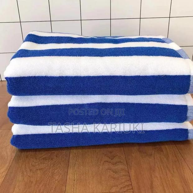 Classic White Blue Stripes Cabana Towels - main view