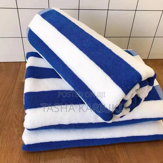Classic White Blue Stripes Cabana Towels - thumbnail 2
