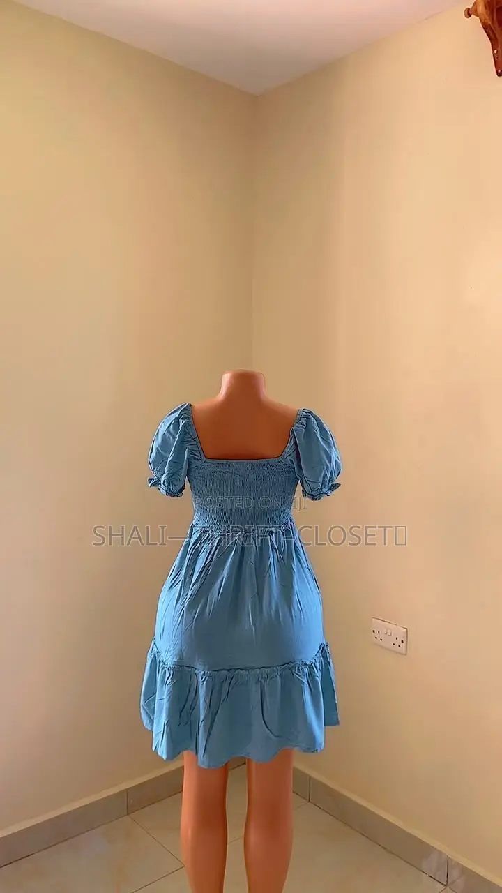 Stylish Light Blue Smocked Mini Dress