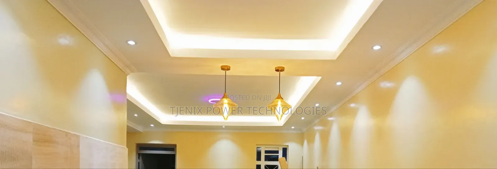 Interior Warm Lighting on Gypsum Ceiling
