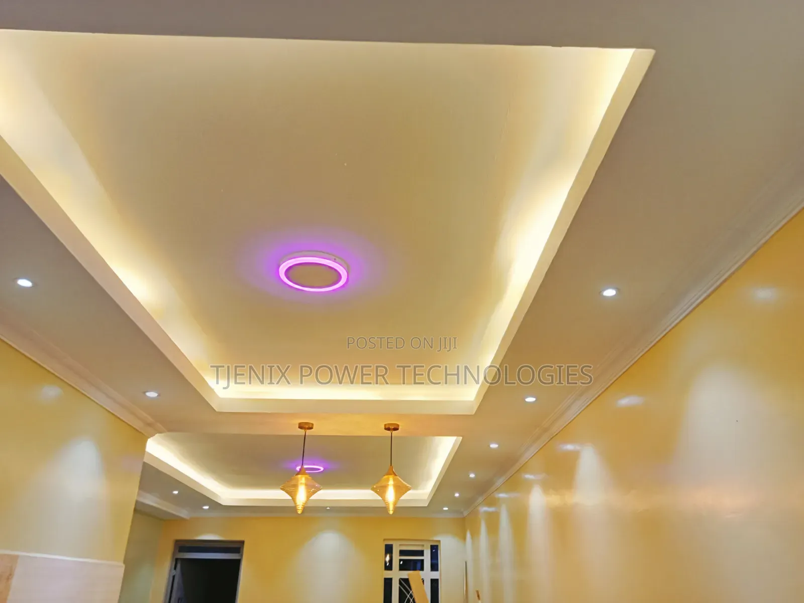 Interior Warm Lighting on Gypsum Ceiling