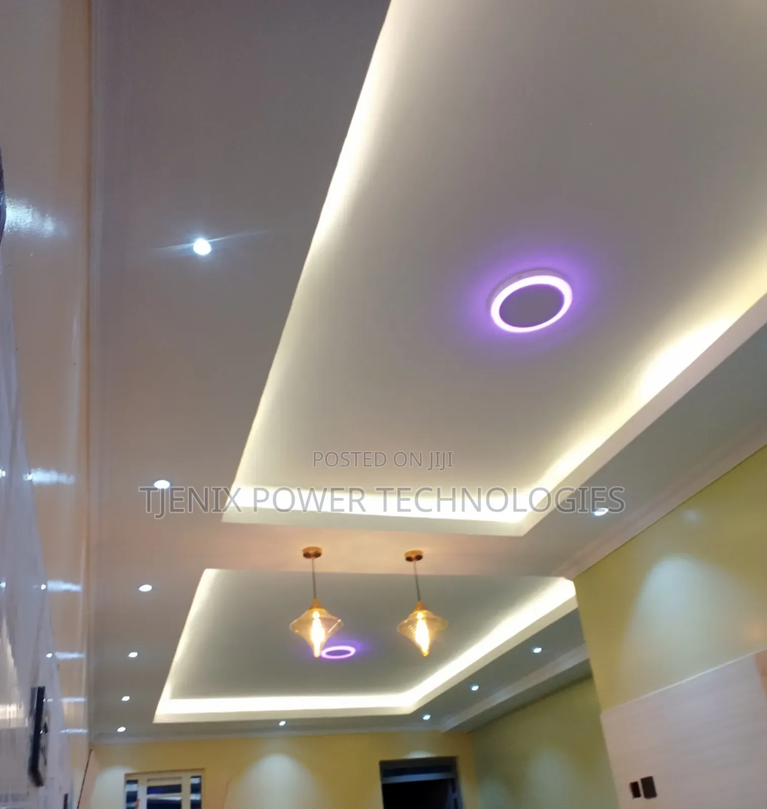 Interior Warm Lighting on Gypsum Ceiling