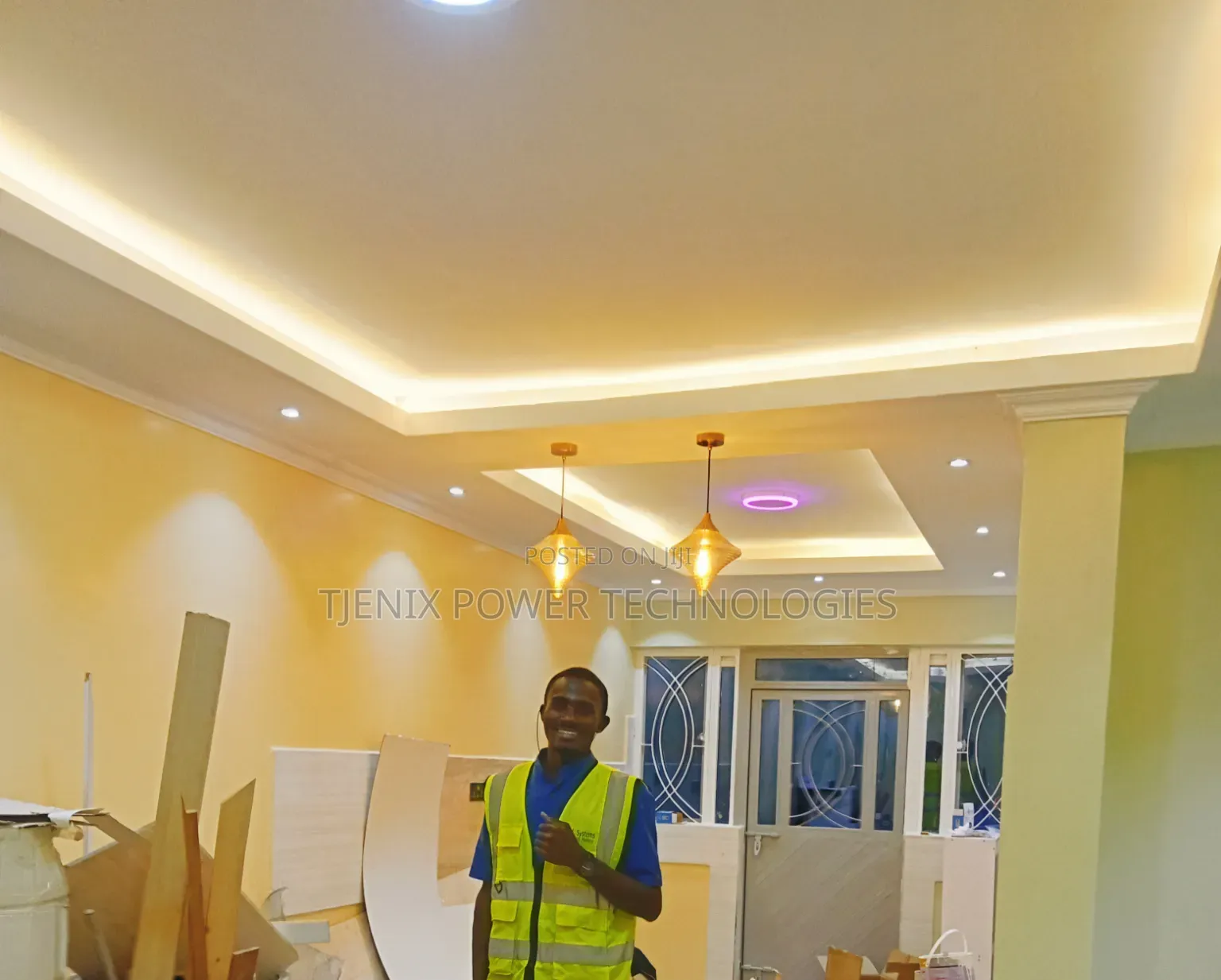 Interior Warm Lighting on Gypsum Ceiling