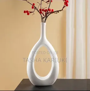 * NORDIC DOUGHNUT VASE Long Cork Shape Vase Concrete Ceramic Fire
