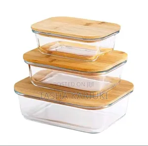 *3in1 Snack Storage Box Set Wooden Top Lid