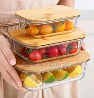 Food Glass Container With Wooden Lid