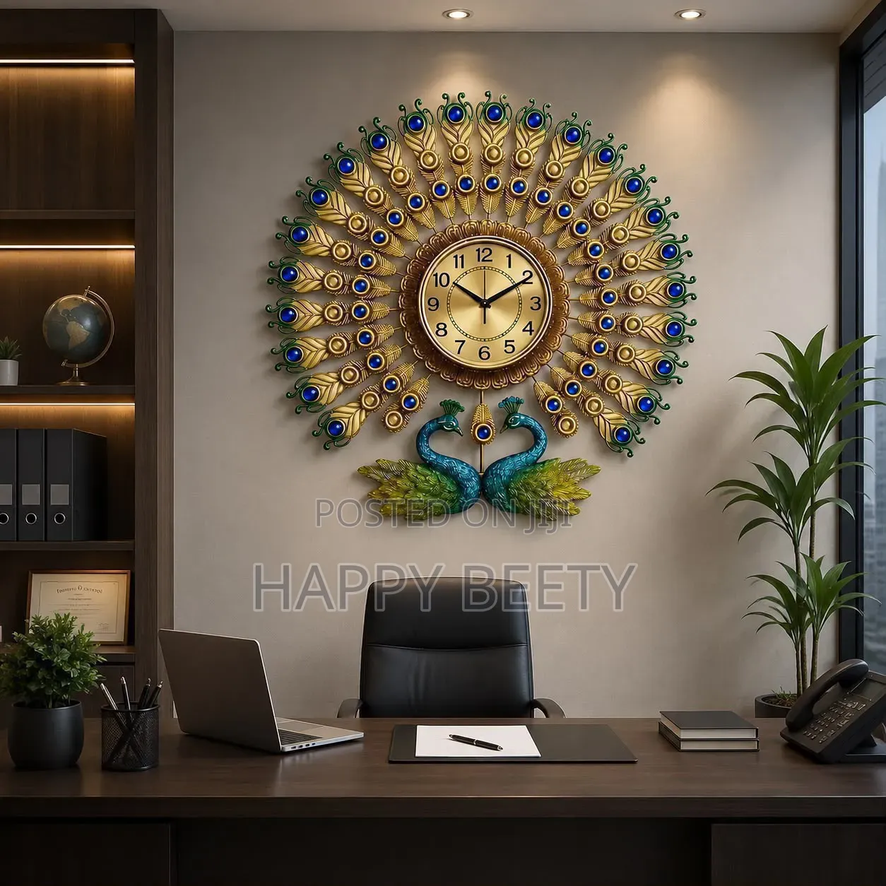  Double Head Peacock Wall Clock