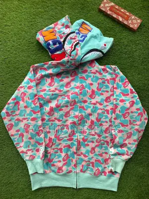 BAPE Dual-Side Shark Tiger Hoodie - Vibrant Multicolor Camo