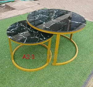 Marble Nesting Coffee Table | Glass Effect | Black
