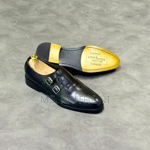 John Foster Premium Leather Double Monk Strap Shoes Size 40-46