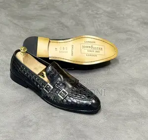 Executive Double Monk Deep-Textured Crocodile Embossment John Foster
