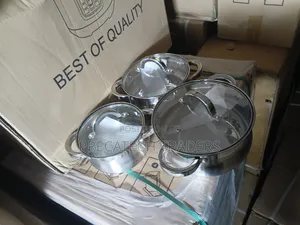Edenberg 6-Piece Stainless Steel Cookware Set With Glass Lids