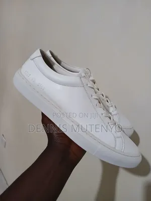 Mens Semi Casual White Genuine Leather Sneakers Size 9/43