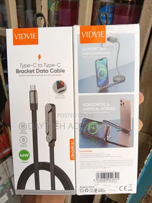 VIDVIE Type-C to Type-C Cable Foldable Bracket for Holding a Phone.