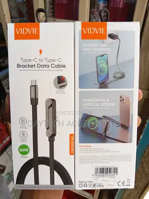 VIDVIE Type-C to Type-C Cable Foldable Bracket for Holding a Phone.