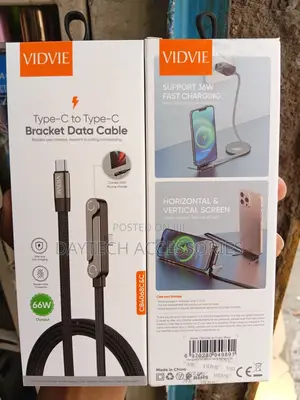 VIDVIE Type-C to Type-C Cable Foldable Bracket for Holding a Phone.