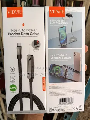 The VIDVIE CB4068C C 66W Type-C to Type-C Charging Cable Phone Stand