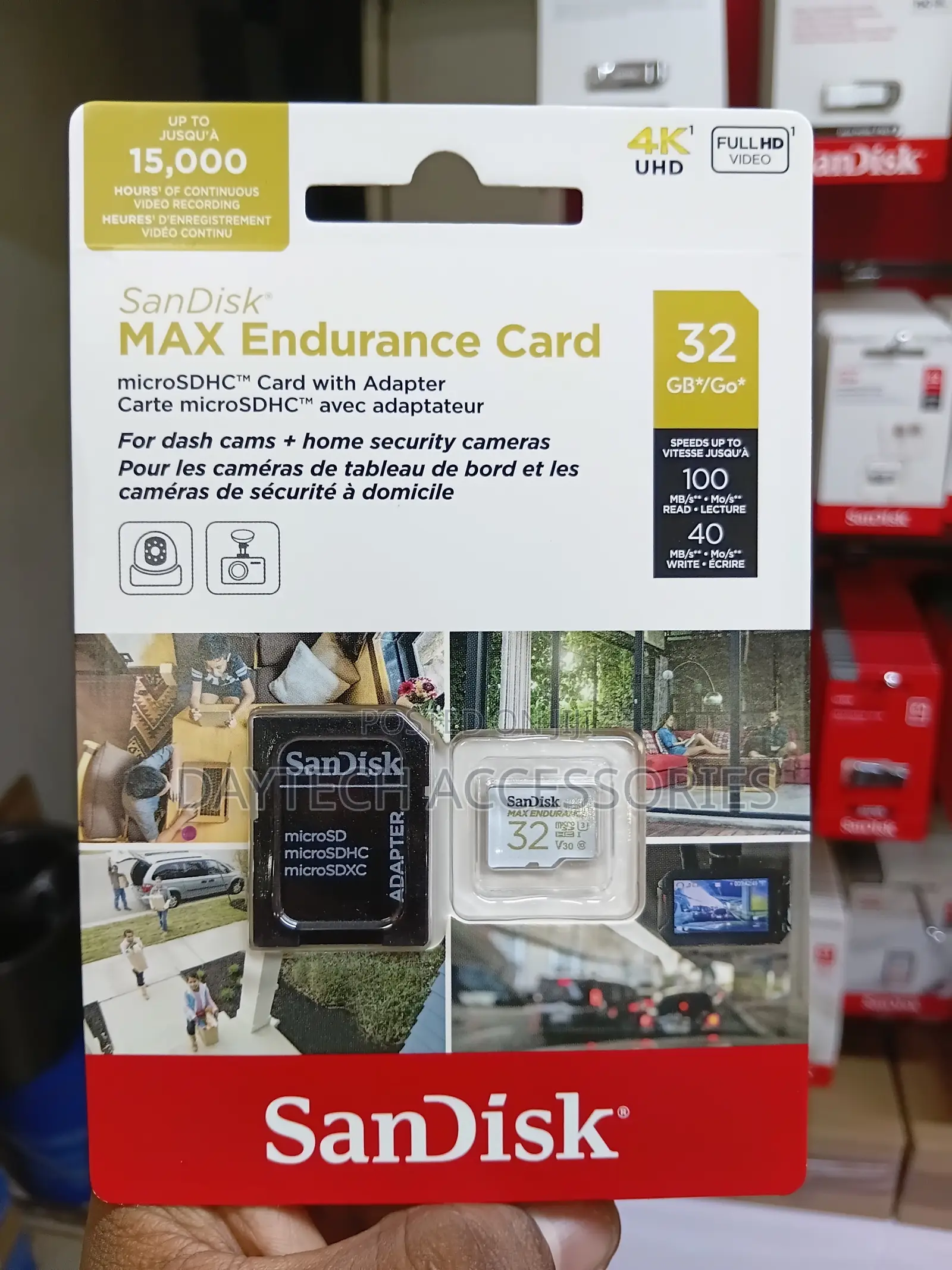 SANDISK 32GB MAX Endurance microSDHC Card With Adapter for Cameras.