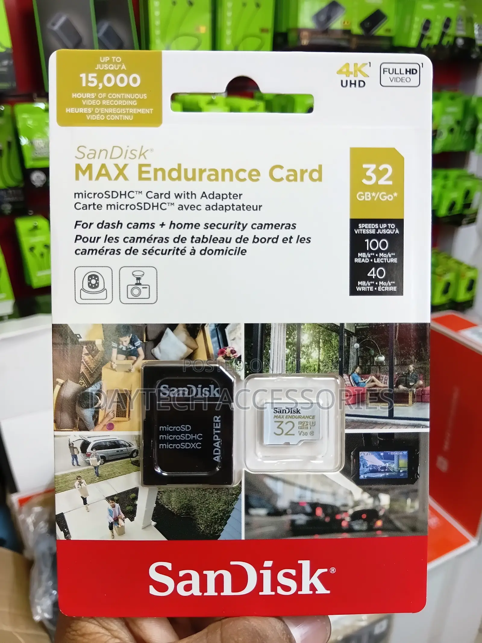 SANDISK 32GB MAX Endurance microSDHC Card With Adapter for Cameras.