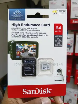 SanDisk High Endurance 64GB microSDXC Card With SD Adapter.