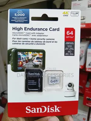 SanDisk High Endurance 64GB microSDXC Card With SD Adapter.