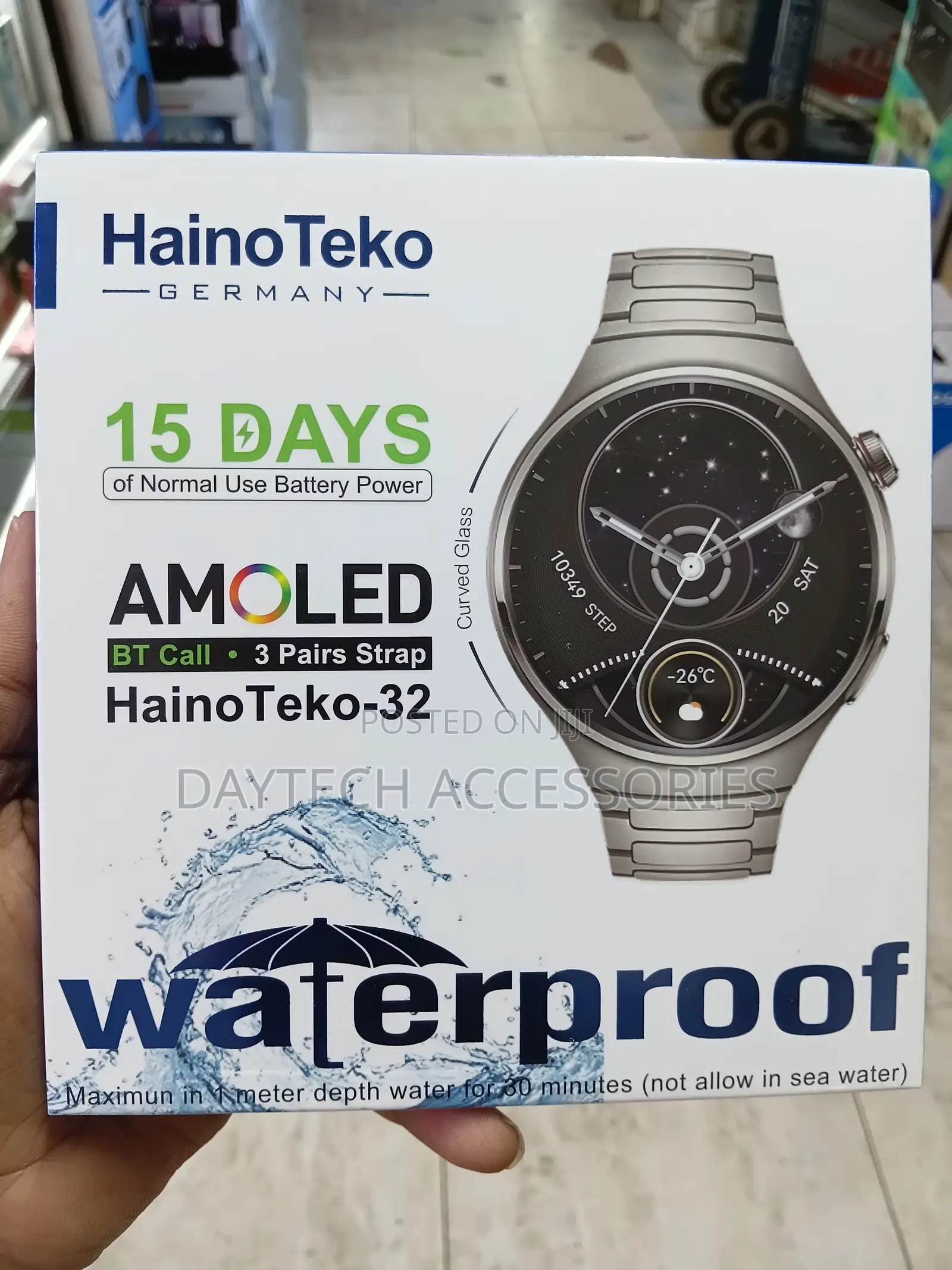 HainoTeko-32 Waterproof Smartwatch With Curved AMOLED Display.