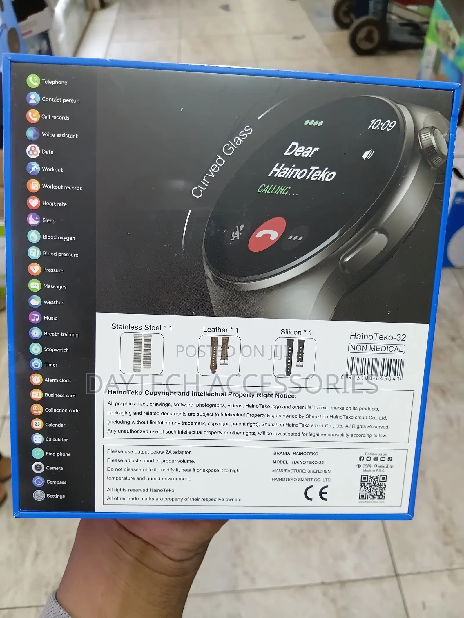 HainoTeko-32 Waterproof Smartwatch With Curved AMOLED Display.
